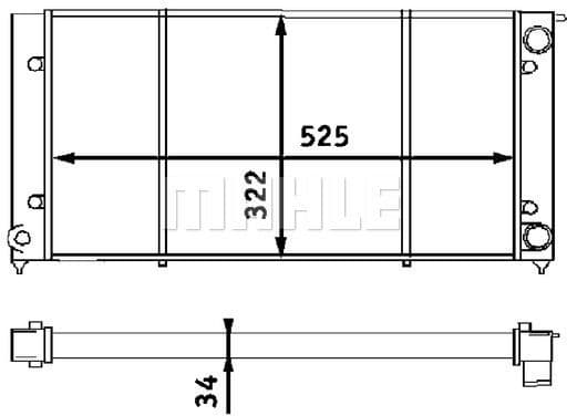 Radiator, engine cooling BEHR CR 340 001S