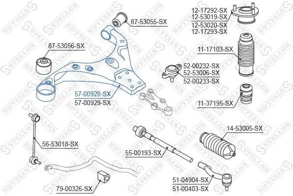 Control/Trailing Arm, wheel suspension 57-00928-SX