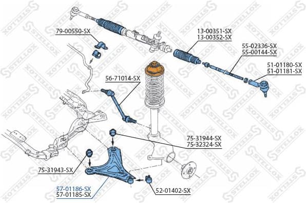 Control/Trailing Arm, wheel suspension 57-01186-SX - image 2