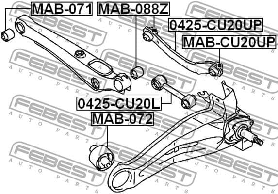Mounting, control/trailing arm MAB-072