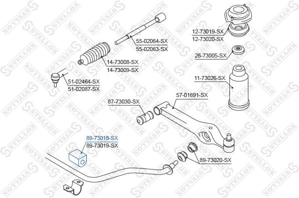 Mounting, stabiliser bar 89-73018-SX
