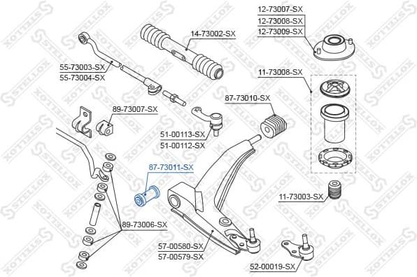 Mounting, control/trailing arm 87-73011-SX