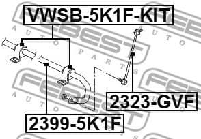 Repair Kit, stabiliser bush VWSB-5K1F-KIT - image 2