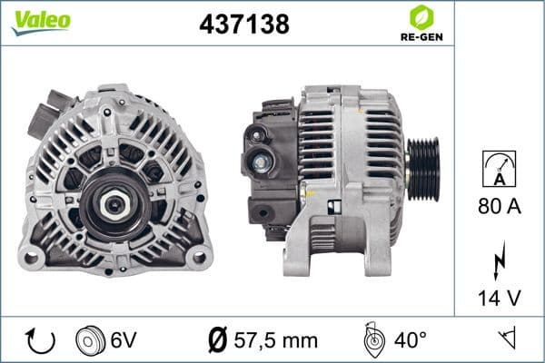 Alternator VALEO RE-GEN REMANUFACTURED 437138
