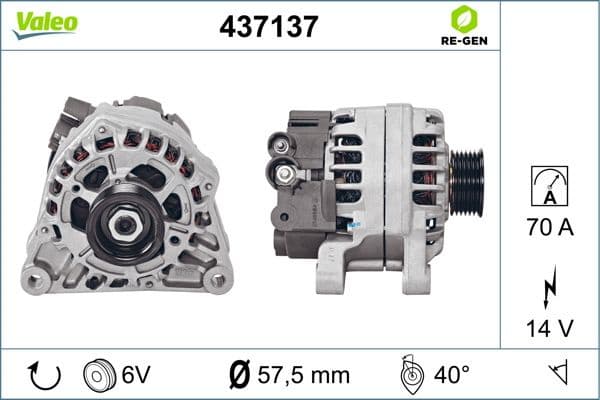 Alternator VALEO RE-GEN REMANUFACTURED 437137