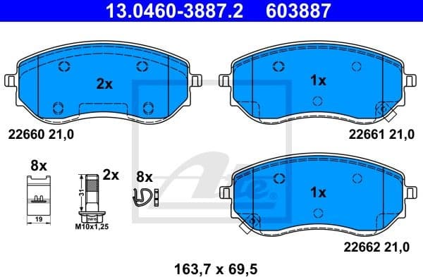 Brake Pad Set, disc brake 13.0460-3887.2