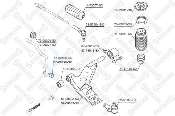 Link/Coupling Rod, stabiliser bar 56-00195-SX