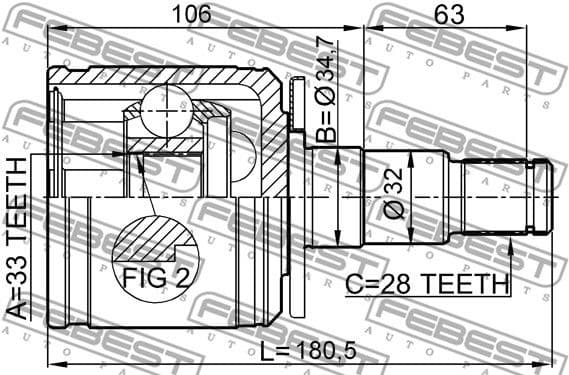 Joint Kit, drive shaft 0411-KB4LH - image 2