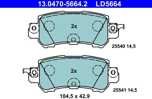 Brake Pad Set, disc brake ATE Ceramic 13.0470-5664.2