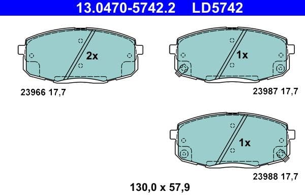 Brake Pad Set, disc brake ATE Ceramic 13.0470-5742.2