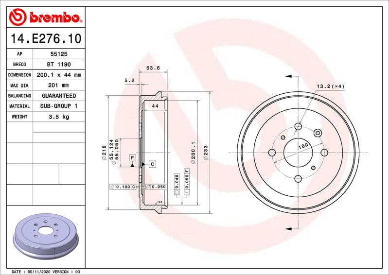 Brake Drum ESSENTIAL LINE 14.E276.10