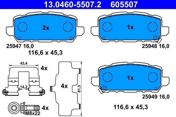 Brake Pad Set, disc brake 13.0460-5507.2