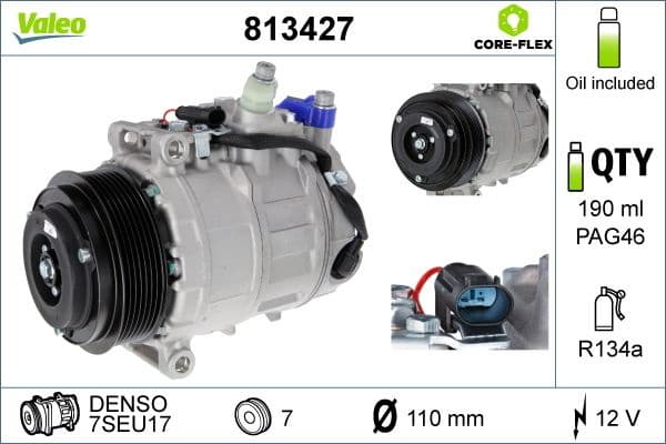 Compressor, air conditioning VALEO CORE-FLEX 813427