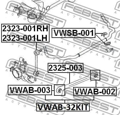 Mounting, control/trailing arm VWAB-32KIT