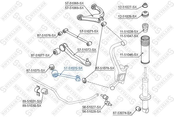 Control/Trailing Arm, wheel suspension 57-51070-SX