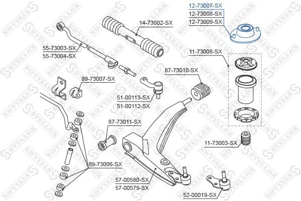 Suspension Strut Support Mount 12-73007-SX