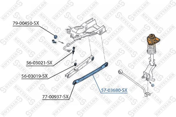Control/Trailing Arm, wheel suspension 57-03680-SX