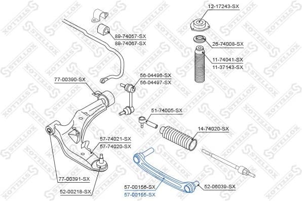 Control/Trailing Arm, wheel suspension 57-00155-SX
