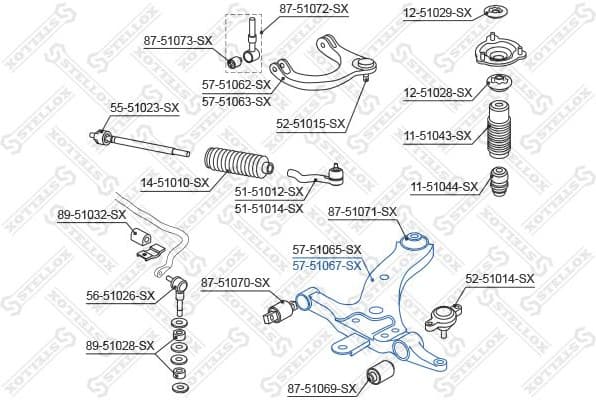 Control/Trailing Arm, wheel suspension 57-51067-SX