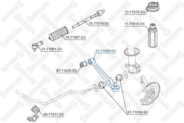 Control/Trailing Arm, wheel suspension 57-71038-SX