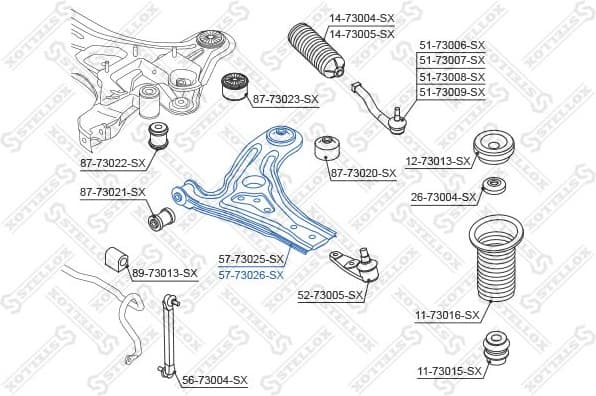 Control/Trailing Arm, wheel suspension 57-73026-SX