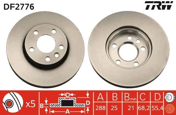 Brake discs kit front (2pcs), Top Quality DF2776 - image 4