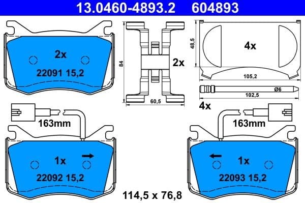 Brake Pad Set, disc brake 13.0460-4893.2