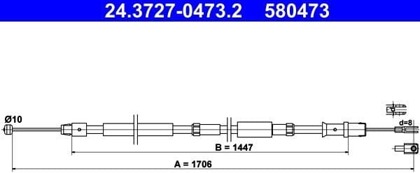Cable Pull, parking brake 24.3727-0473.2