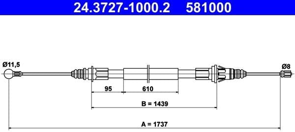 Cable Pull, parking brake 24.3727-1000.2
