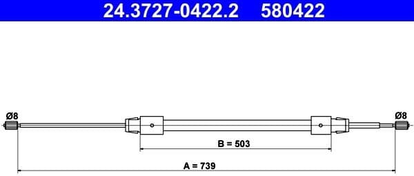 Cable Pull, parking brake 24.3727-0422.2