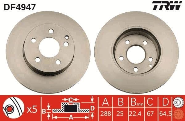 Brake discs kit front (2pcs), Top Quality DF4947 - image 3