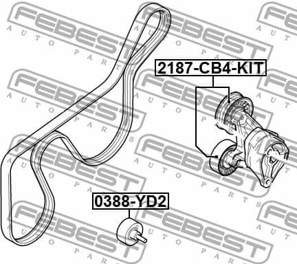 Tensioner Pulley, V-ribbed belt 2187-CB4-KIT - image 2