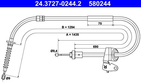 Cable Pull, parking brake 24.3727-0244.2