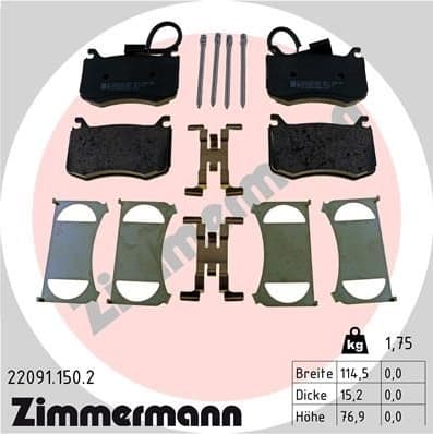 Brake Pad Set, disc brake 22091.150.2