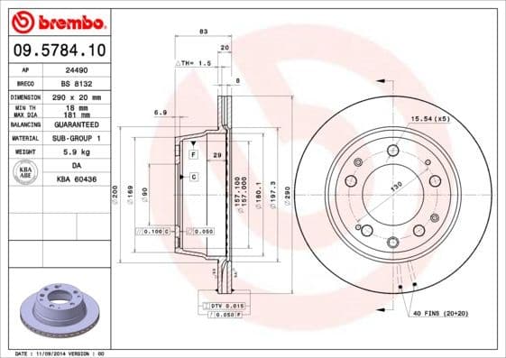 Brake Disc PRIME LINE 09.5784.10