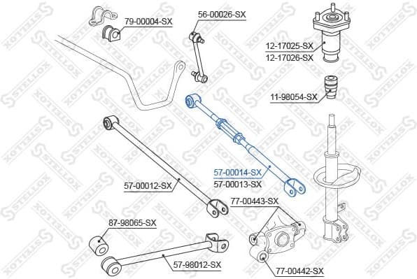 Control/Trailing Arm, wheel suspension 57-00014-SX