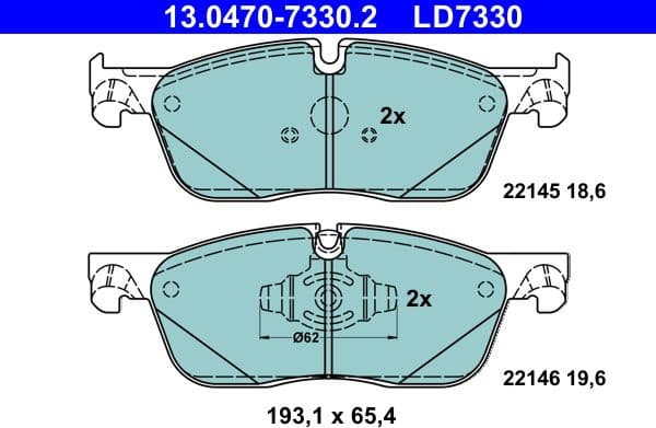 Brake Pad Set, disc brake ATE Ceramic 13.0470-7330.2