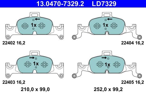 Brake Pad Set, disc brake ATE Ceramic 13.0470-7329.2