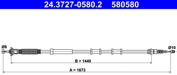 Cable Pull, parking brake 24.3727-0580.2