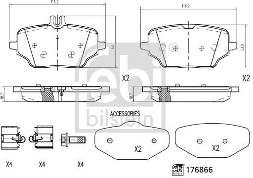 Brake Pad Set, disc brake 176866
