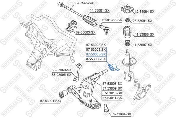 Mounting, control/trailing arm 87-53005-SX