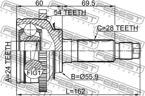 Joint Kit, drive shaft 2210-CARNFLA54 - image 2
