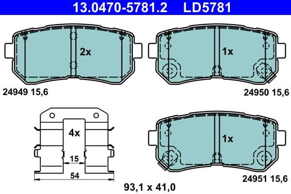 Brake Pad Set, disc brake ATE Ceramic 13.0470-5781.2