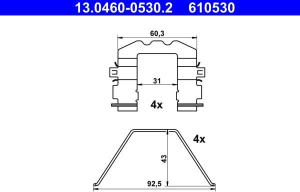 Accessory Kit, disc brake pad 13.0460-0530.2