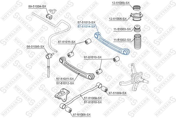 Control/Trailing Arm, wheel suspension 57-51014-SX