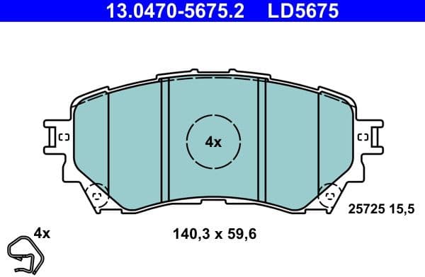 Brake Pad Set, disc brake ATE Ceramic 13.0470-5675.2