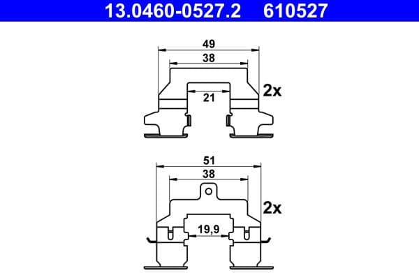 Accessory Kit, disc brake pad 13.0460-0527.2
