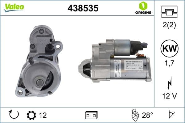 Starter VALEO ORIGINS NEW OE TECHNOLOGY 438535