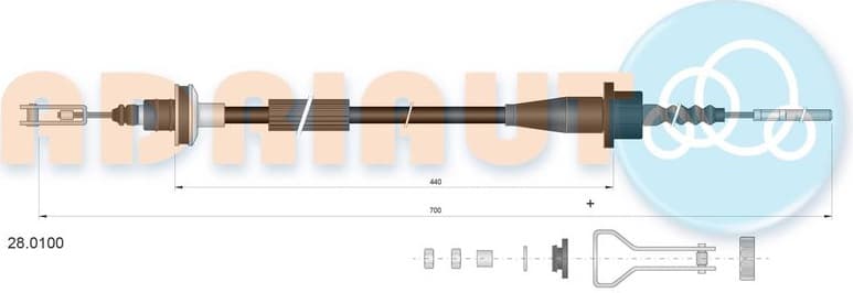 Cable Pull, clutch control 28.0100