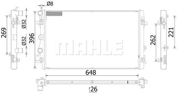 Radiator, engine cooling BEHR CR 2425 000S